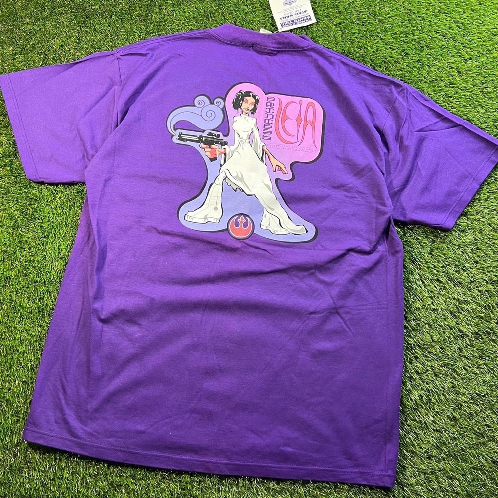 Vintage 1996 Star Wars Princess Leia T-Shirt XL NWT Made USA Rare Purple 90s Tee